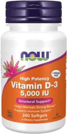 Vitamina D3 now 5000 UI 240 Softgel