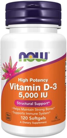 Vitamina D3 Now 5000 UI 120 Softgel