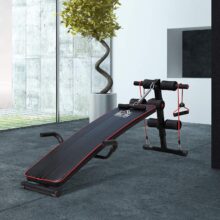 HOMCOM Banco de abdominais de altura ajustável, banco de musculação multifuncional para treino de abdominal, pernas, carga 120 kg com 2 cordas e 1 puxador de mola - Image 2