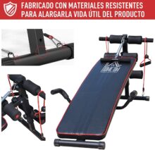 HOMCOM Banco de abdominais de altura ajustável, banco de musculação multifuncional para treino de abdominal, pernas, carga 120 kg com 2 cordas e 1 puxador de mola - Image 3