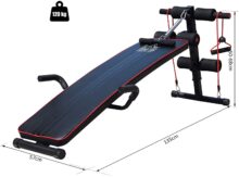 HOMCOM Banco de abdominais de altura ajustável, banco de musculação multifuncional para treino de abdominal, pernas, carga 120 kg com 2 cordas e 1 puxador de mola - Image 5