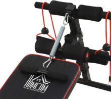 HOMCOM Banco de abdominais de altura ajustável, banco de musculação multifuncional para treino de abdominal, pernas, carga 120 kg com 2 cordas e 1 puxador de mola - Image 7